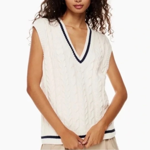 SUNDAY BEST Winston Striped Cozy Collegiate Preppy Classic Cable Knit Sweater - Picture 1 of 9